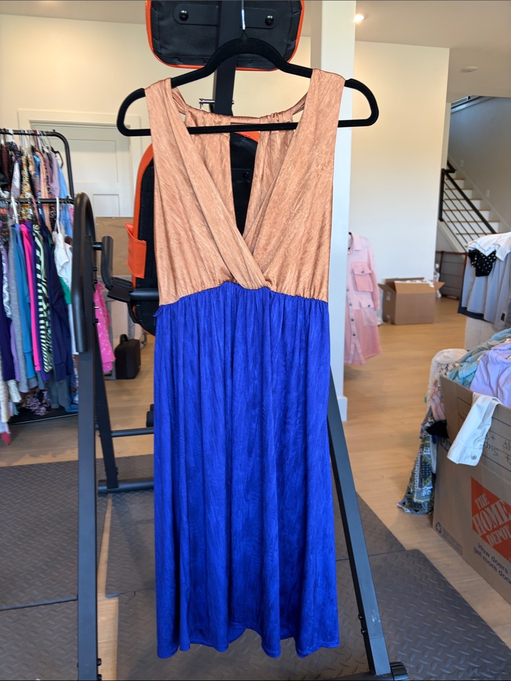 Forever 21 Copper and Royal Blue Colorblock Maxi Dress